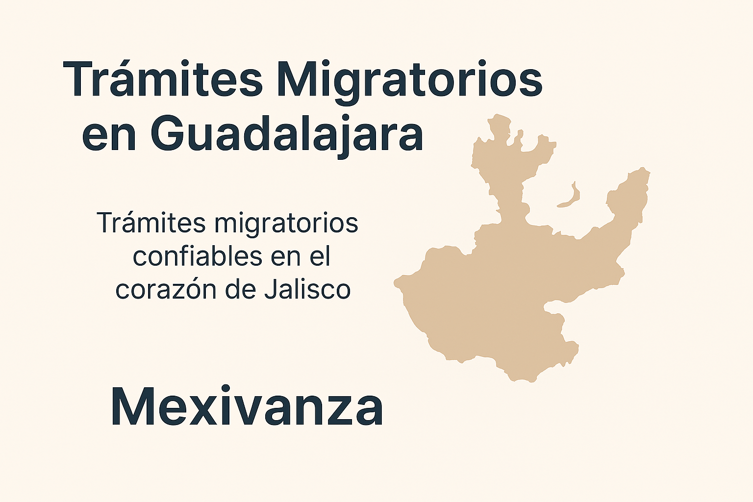 Mapa estilizado de Guadalajara con mensaje sobre trámites migratorios en Jalisco