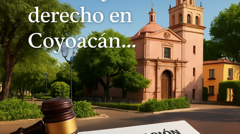 Banner institucional de Mexivanza con documentos migratorios y fondo cultural-residencial de Coyoacán, CDMX