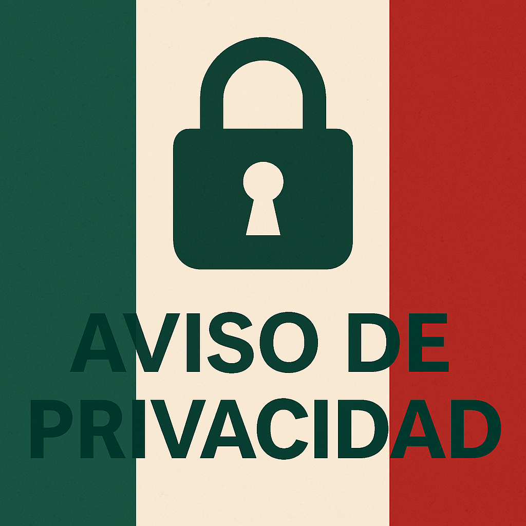 Símbolo de candado sobre la bandera de México representando protección de datos personales